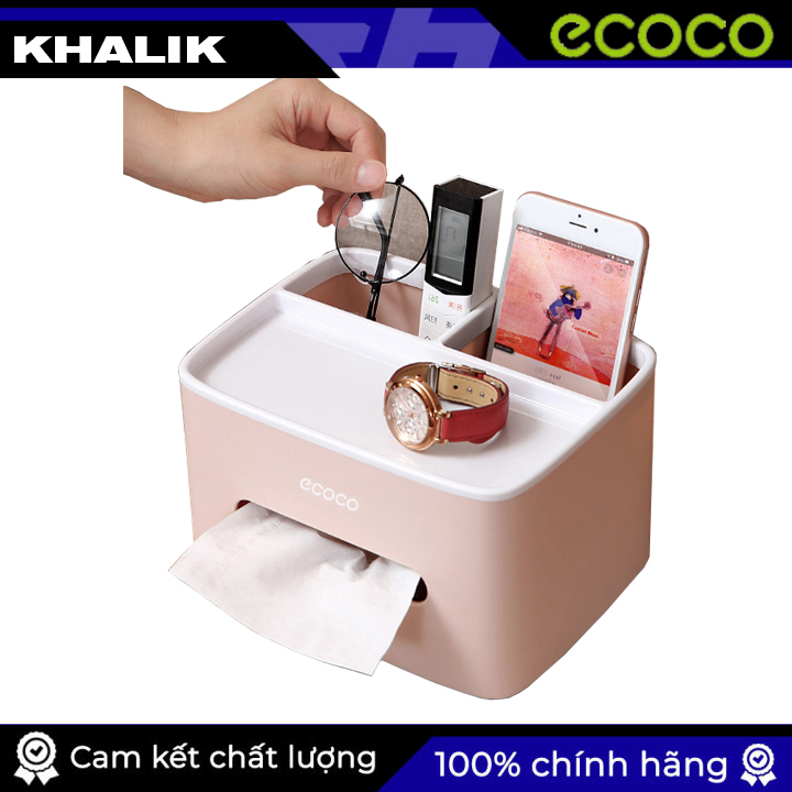 Hộp đựng giấy đa năng để bàn Ecoco E1602 - Hộp lưu trữ điều khiển từ xa Hộp giấy đơn giản thực tế đa chức năng