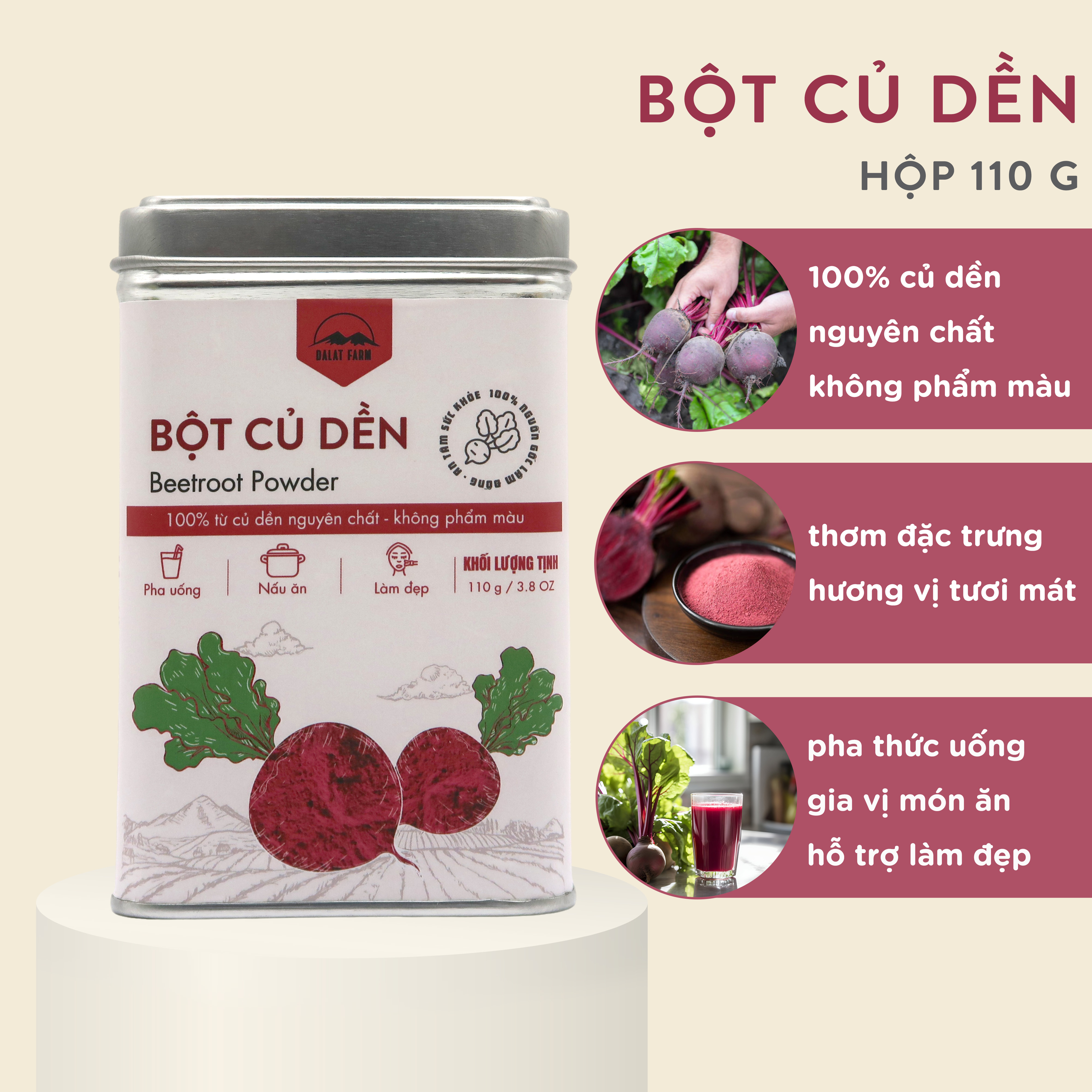 Bột củ dền dalat farm - hộp 110gr