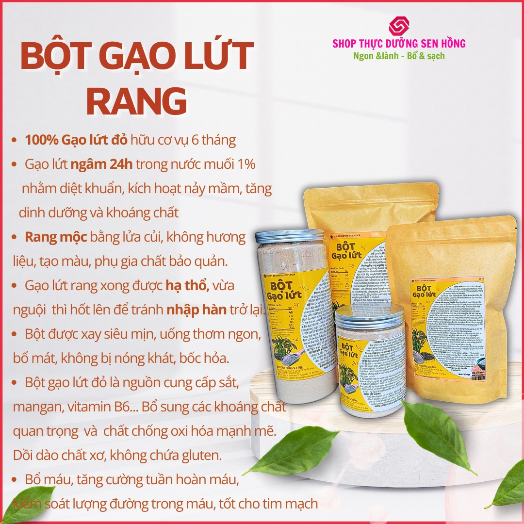 Bột gạo lứt đỏ rang xay (1KG) Giúp cơ thể lập lại quân bình, phù hợp với người tiểu đường, ăn kiêng, giảm cân