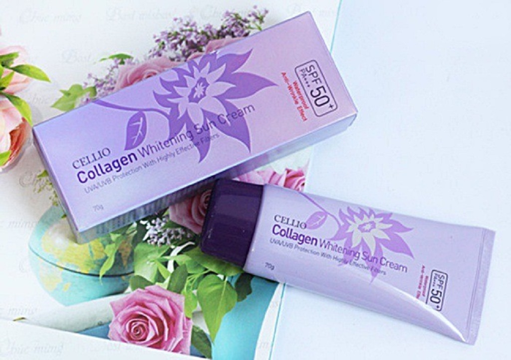Kem chống nắng CELLIO SPF 50 bổ xung collagen cho da trắng sáng mịn màng-tuýt 70g- beautyful everyday