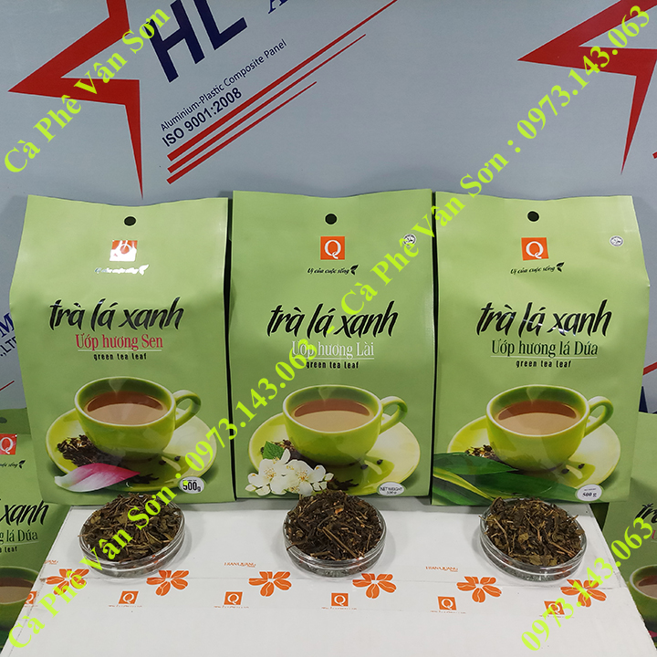 Combo 03 bịch trà Sâm Dứa, Sen, Lài (Nhài) Trần Quang 500g - Green Tea Leaf