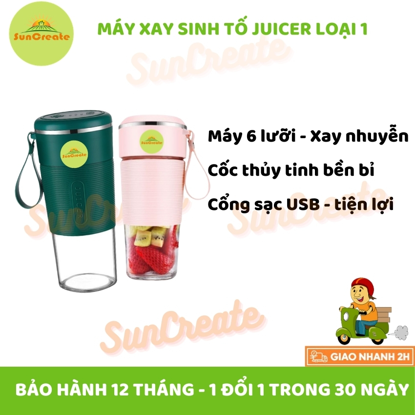 Máy xay sinh tố cầm tay mini đa năng JUICER xay đá, hoa quả,  6 Lưỡi Dao 3000mah Loại 1 bảo hành 24 tháng 1 đổi 1 trong 30 ngày
