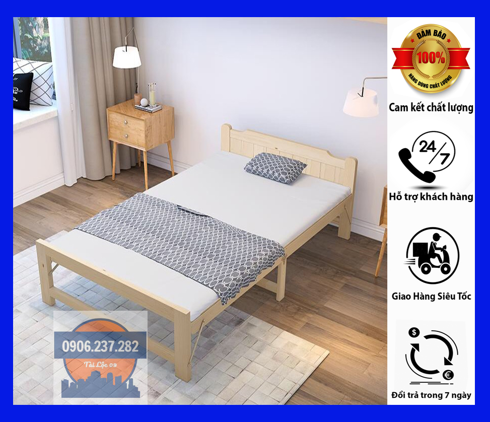 Giường Ngủ Gỗ Thông Gấp Gọn/Giường Gỗ Cho Homestay 60cm - 1m5, giường gỗ thông gấp gọn, giường ngủ gấp gọn bằng gỗ thông, giường gấp gọn, giường gấp gọn thông minh, giường xếp gọn bằng gỗ