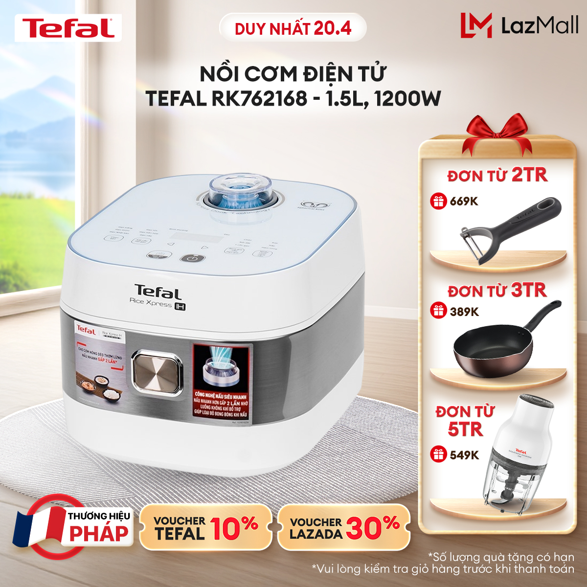 [NHẬP MÃ TEFALOFF30T4 GIẢM 30%] Nồi cơm cao tần Tefal IH Express RK762168 - 1.5L