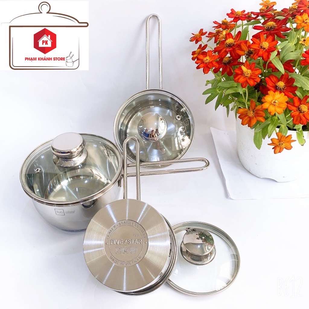 QUÁNH INOX 3 ĐÁY NẮP KÍNH CAO CẤP FIVESTAR 12CM