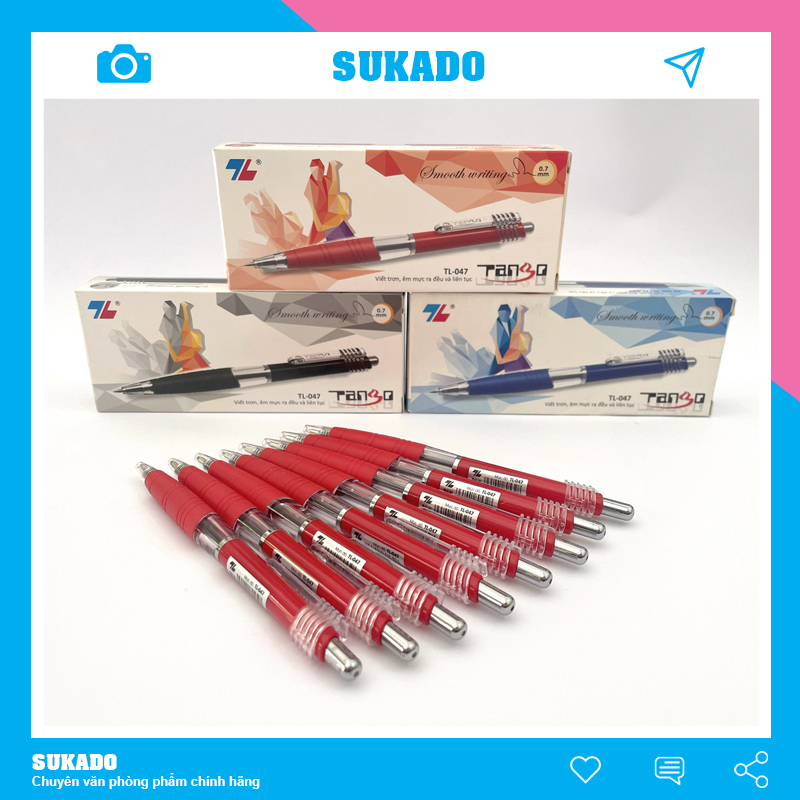 Bút bi thiên long 047 xanh đầu bút 0.7mm sukado