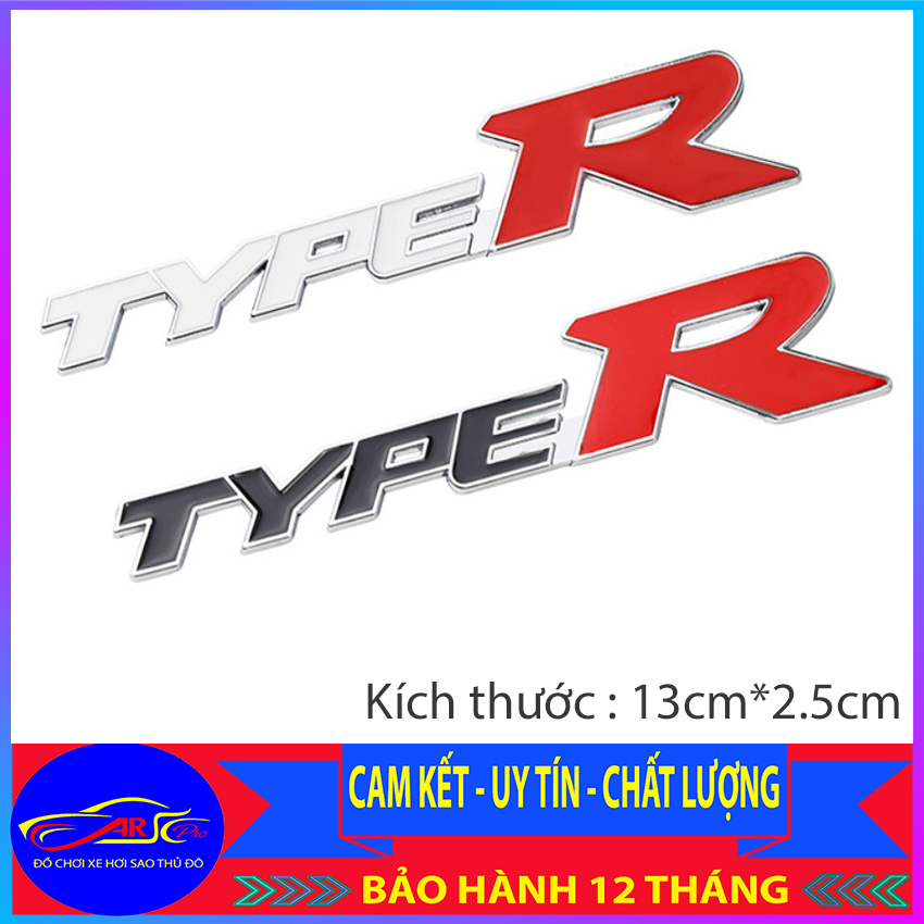 Tem kim loại thể thao 3D TYPER trang trí xe hơi D17