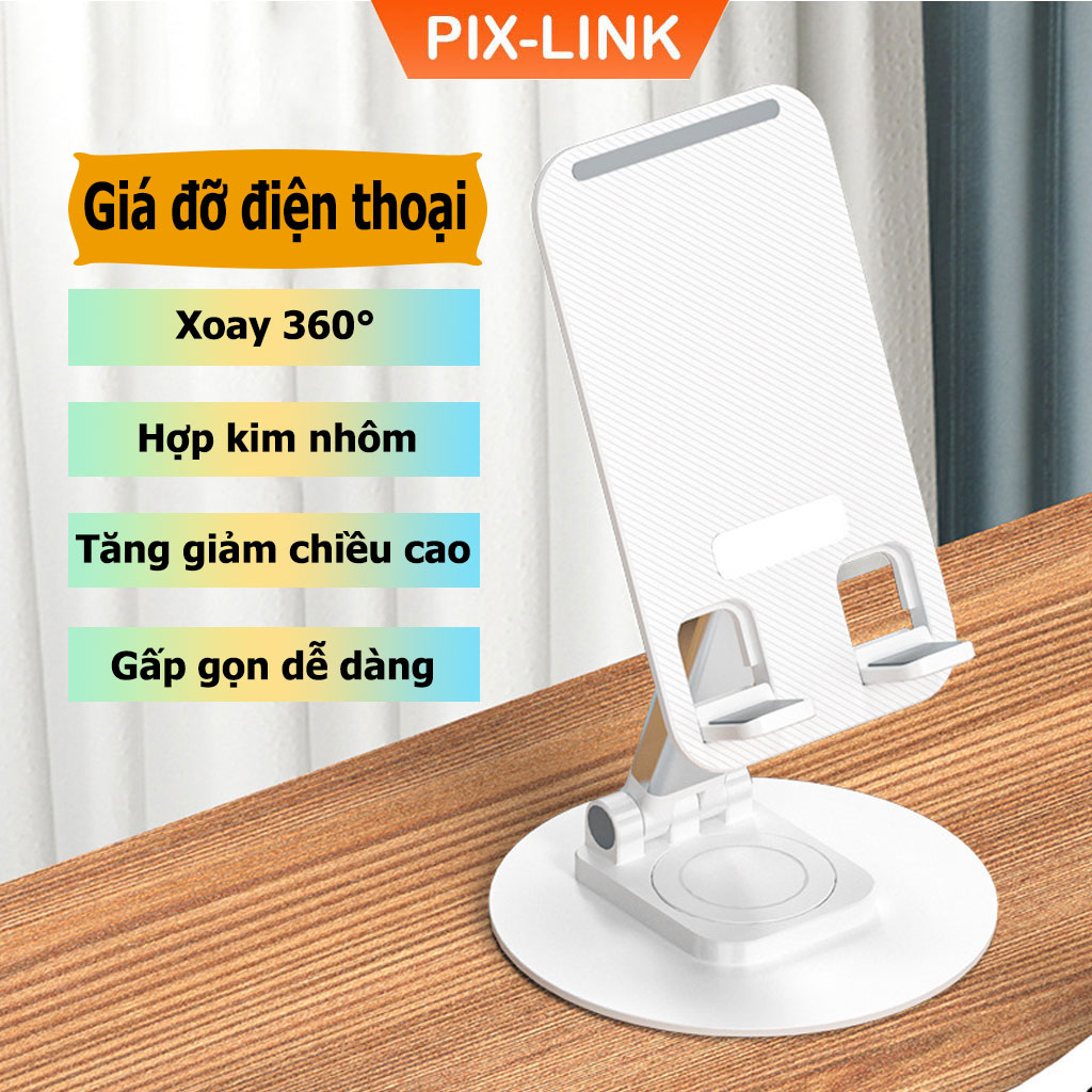 Giá Đỡ Điện Thoại / Máy Tính Bảng Xoay 360 Độ Tiện Dụng Có Thể Gấp Gọn, Giá Đỡ Pixlink X203 Chất Liệu Hợp Kim Nhôm