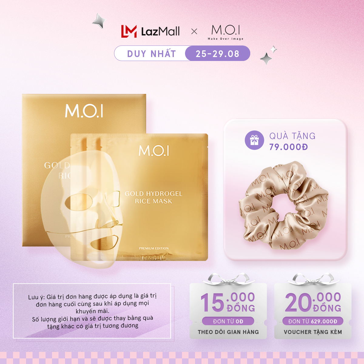 Mặt nạ gạo hydrogel vàng phiên bản cao cấp - hộp 3 miếng