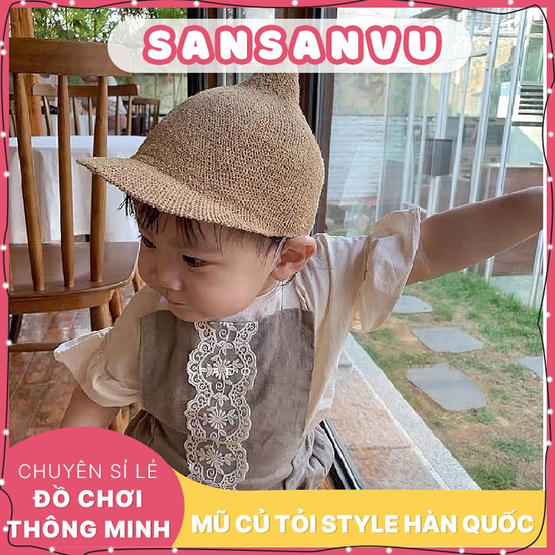 Mũ cói củ tỏi Hàn Quốc cho bé từ 6 tháng đến 2 tuổi