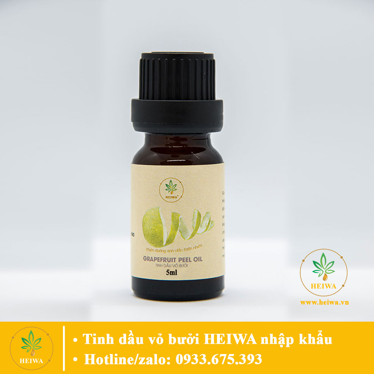 [NGUYÊN CHẤT 100%]Tinh dầu Bưởi 5ML nhập khẩu Ấn Độ thương hiệu HEIWA, đầy đủ giấy kiểm định