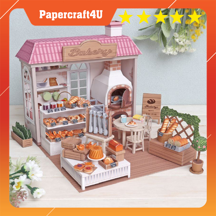 Mô hình giấy 3D kiến trúc: Cửa hàng bánh mì