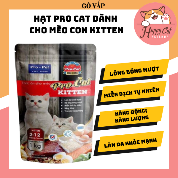 Hạt procat kitten túi 1kg thức ăn hạt cho meò con