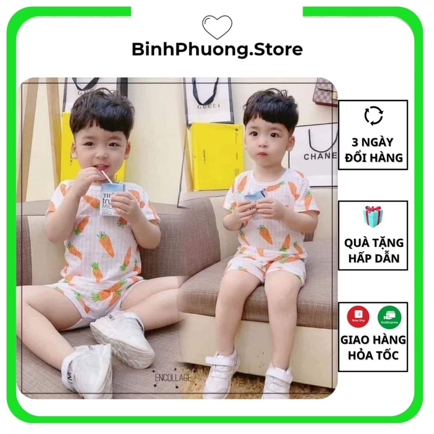 Bộ Cotton Giấy Cộc Tay Cho Bé Trai Gái, Đồ Bộ Quần Áo Cho Bé Sơ Sinh Đến 14kg Màu Ngẫu Nhiên Binhphuong.Store M15