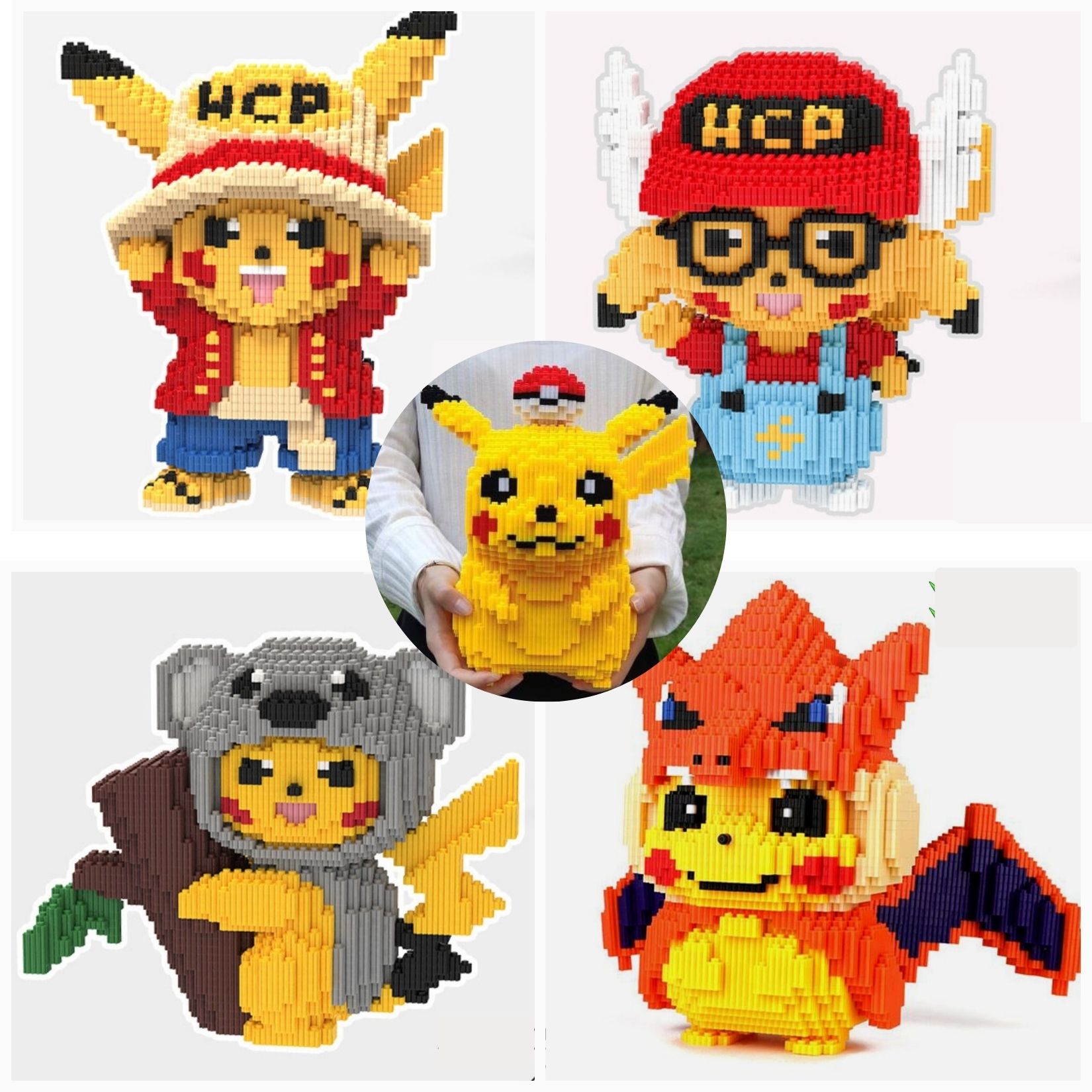 Pikachu mô hình lắp ghép pikachu luffy ace đồ chơi lắp ráp nhân vật hoạt hình one piece hcp cho bé