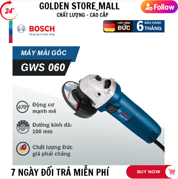 (New 2024) Máy Mài Góc Nhỏ BOSH GWS 6 -100 ,Máy Cắt Sắt Cầm Tay Bosh GWS 6-100 Công suất 870W Giúp Bạn Cắt,Mài Các Góc Nhọn Đưa Lại Công Việc Hiệu Quả.Bảo Hành 1 đổi 1