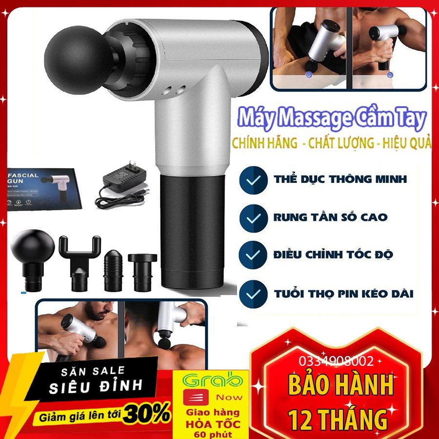 [Nhập LZDEL51 giảm 10% tối đa 200k cho đơn 99k] Máy massage cầm tay Fascial Gun cao cấp 4 đầu 6 chế độ rung - Súng massage toàn thân giảm căng cơ trị nhức mỏi vai gáy