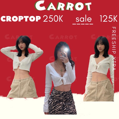 Áo croptop nữ tay dài trắng ôm body cổ thiết kế cột nơ thun gân cực các tính, gợi cảm carrotxinhdep