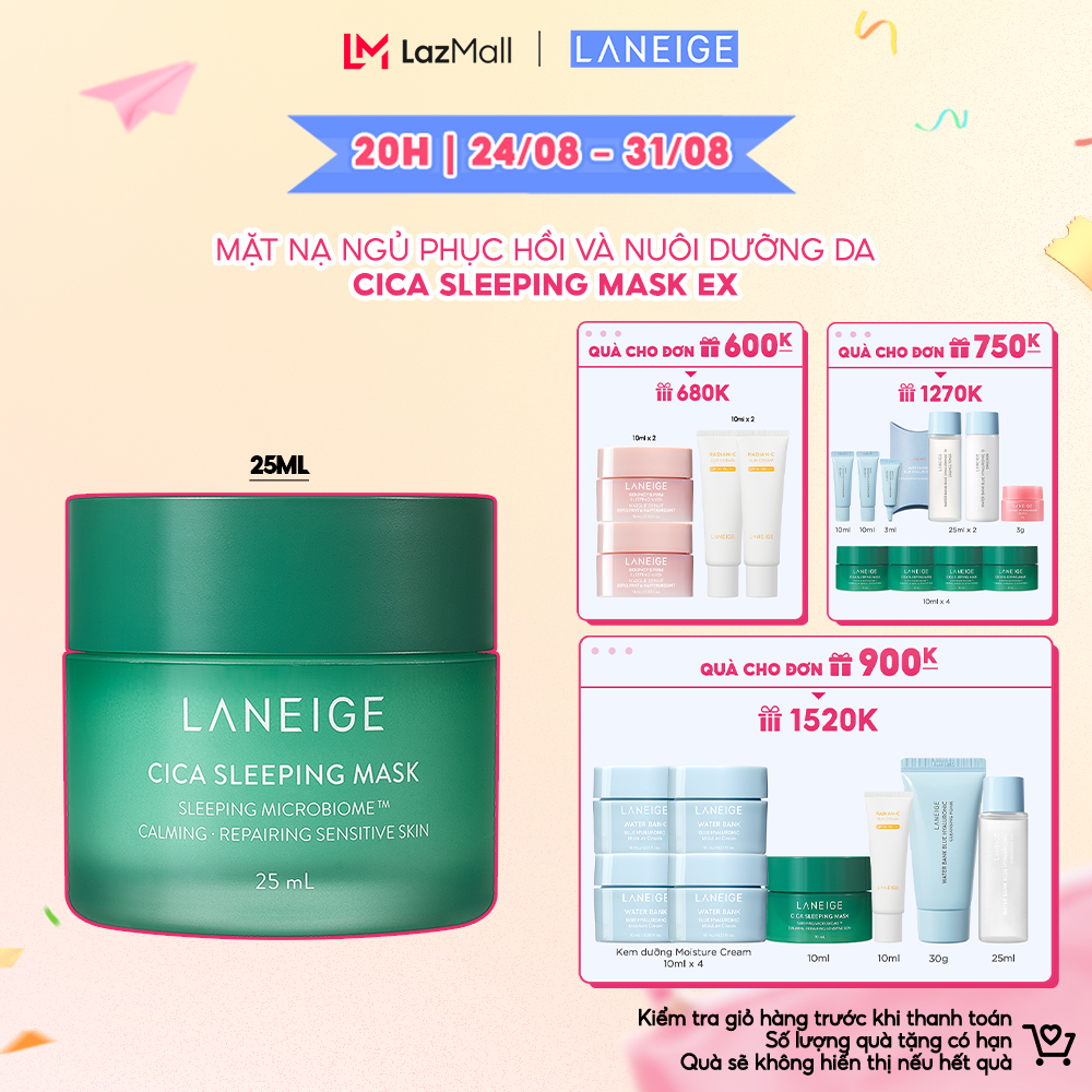 Mặt Nạ Ngủ Laneige Cica Sleeping Mask 25ml Tái Tạo và Nuôi Dưỡng Da Chuyên Sâu Chiết Xuất Tự Nhiên