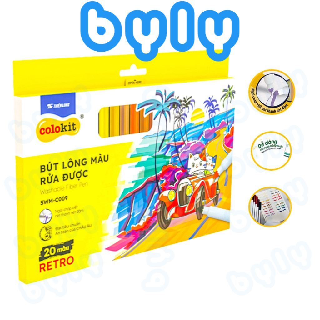 Ship hoả tốc - Bộ bút lông 20 màu Retro rửa được Fiber Pen Thiên Long SWM-C009 - ByLy Store