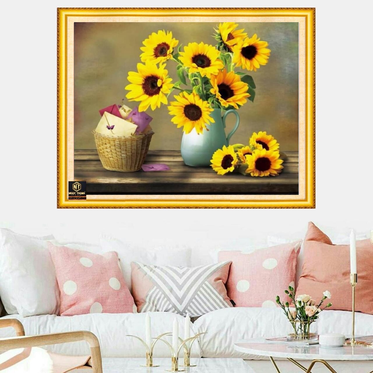 Tranh đính đá Hoa hướng dương mang lại may mắn (khổ nhỏ) 70x60 cm -️ VS409 Siêu Thị Tranh Thêu