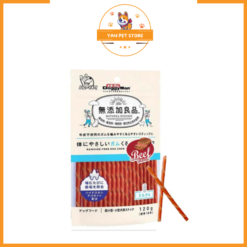 Bánh Thưởng Cho Chó Que gặm hương thịt bò Doggy Man 120gr - bánh thưởng cho chó- snack cho chó -81937