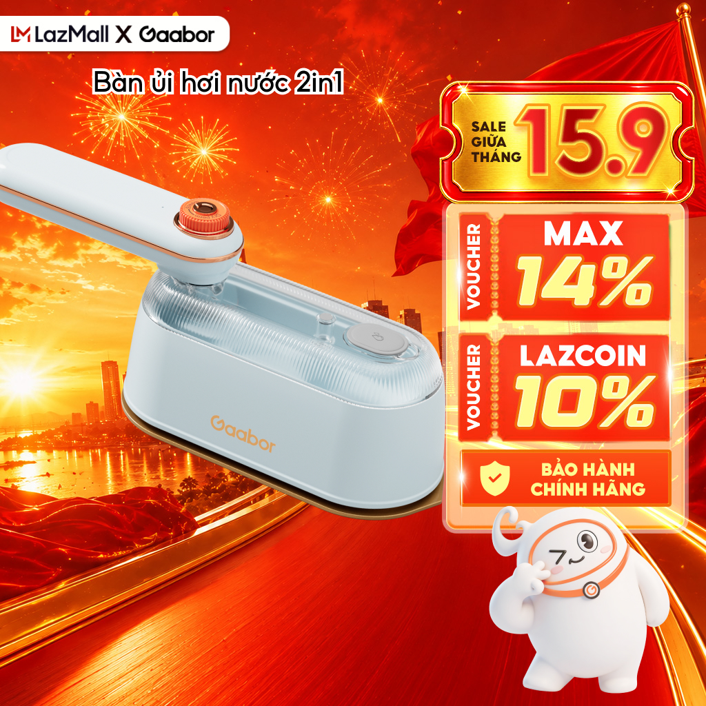 Bàn là hơi nước cầm tay Gaabor HM-M03A 1200W bình nước 200ml 2 chế độ ủi hơi ủi khô tay cầm xoay 180° - Bảo hành 12 tháng [L]