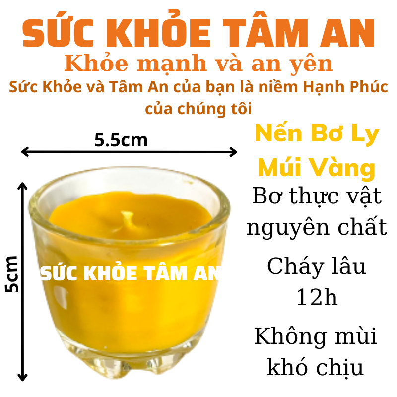 Nến Bơ Ly Múi SỨC KHỎE TÂM AN màu Vàng - Đỏ - Trắng dùng Bơ Thực Vật thanh khiết, vệ sinh, an toàn sức khỏe, hương thơm Bơ Thực Vật nhẹ nhàng, khi thắp không gây mùi khó chịu, không gây khói đen, cháy lâu, cháy hết không sót bơ