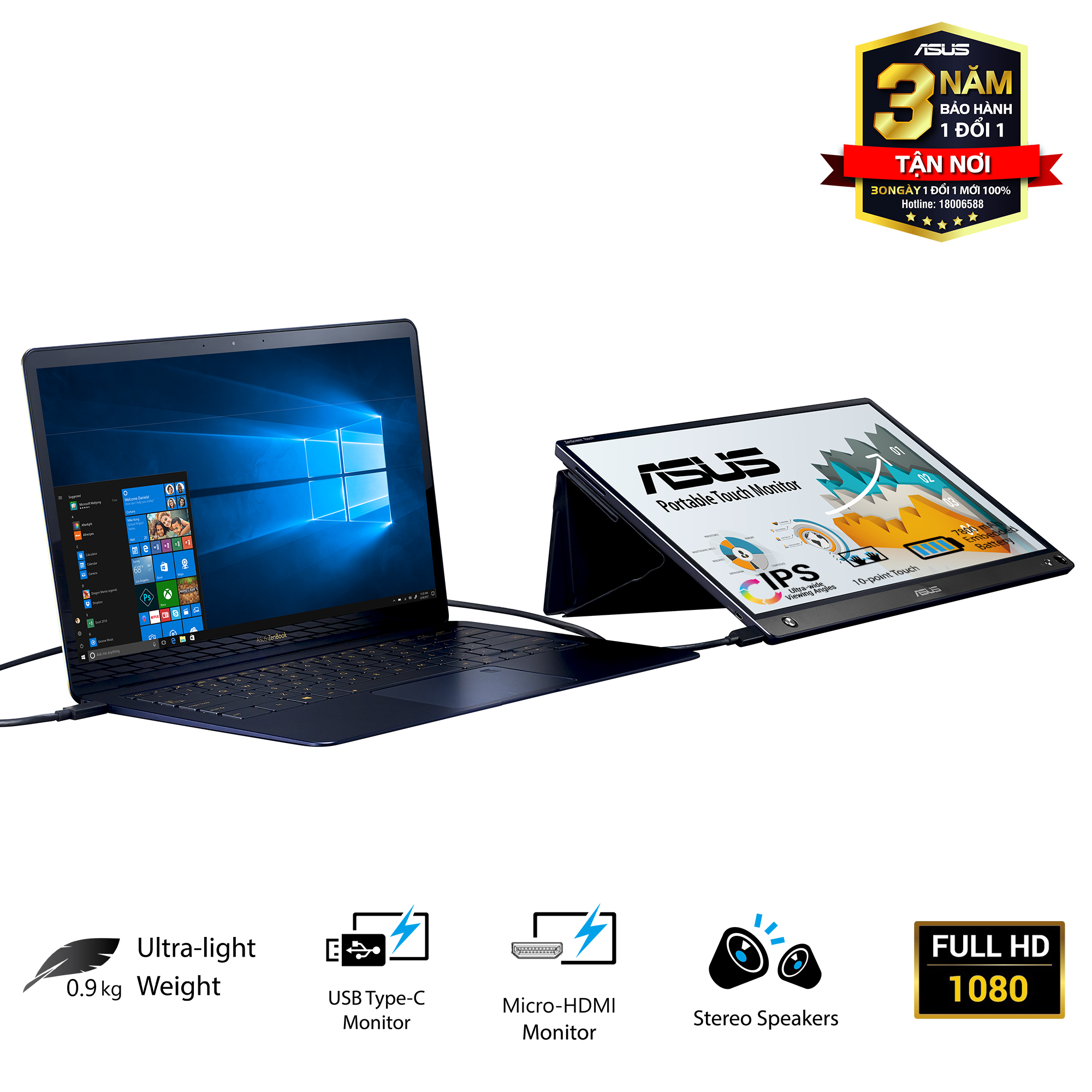 Màn hình di động asus zenscreen mb16amt cảm ứng 15.6 inch
