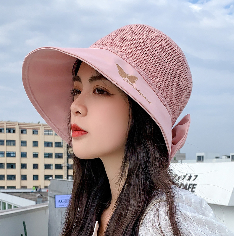 Mũ cói đi biển - Nón đi biển hình thắt nơ Vintage