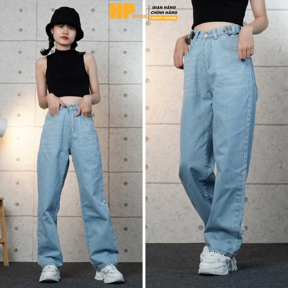 [HCM]Quần jean nữ ống rộng ❤️ Quần bò nữ lưng cao có khuy cài điều chỉnh eo dáng suông trẻ trung - QJ07
