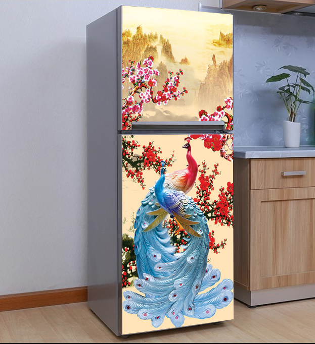 Decal dán trang trí tủ lạnh mẫu Xuân 2023 sang trọng lịch lãm