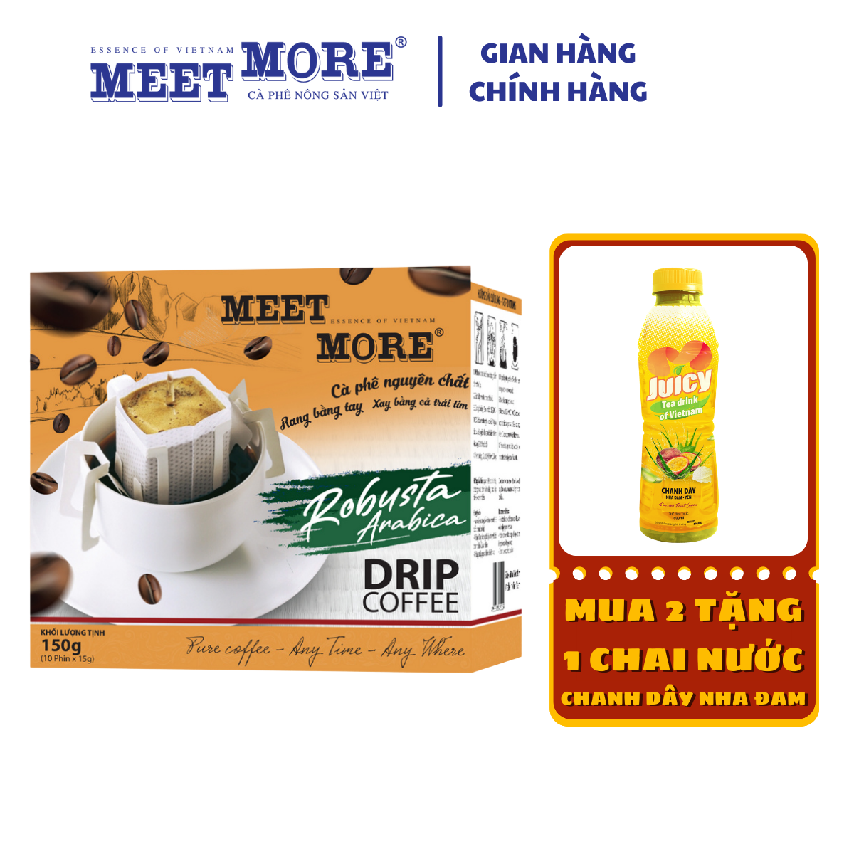 Hộp cà phê phin giấy Robusta và Arabica Meet More