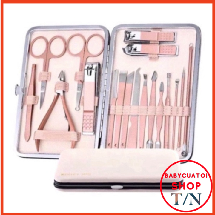 BỘ DỤNG CỤ LÀM MÓNG 18 MÓN set đồ nghề làm nail combo bấm dũa móng tay móng chân dụng cụ chăm sóc nails làm móng tay móng chân chuyên nghiệp trọn bộ làm móng dùng cho salon manicure tools kit set