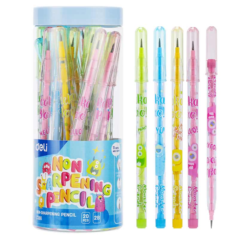 Bút chì khúc DE-LI Bút chì vỏ nhựa nhiều màu Bút chì Khúc học sinh