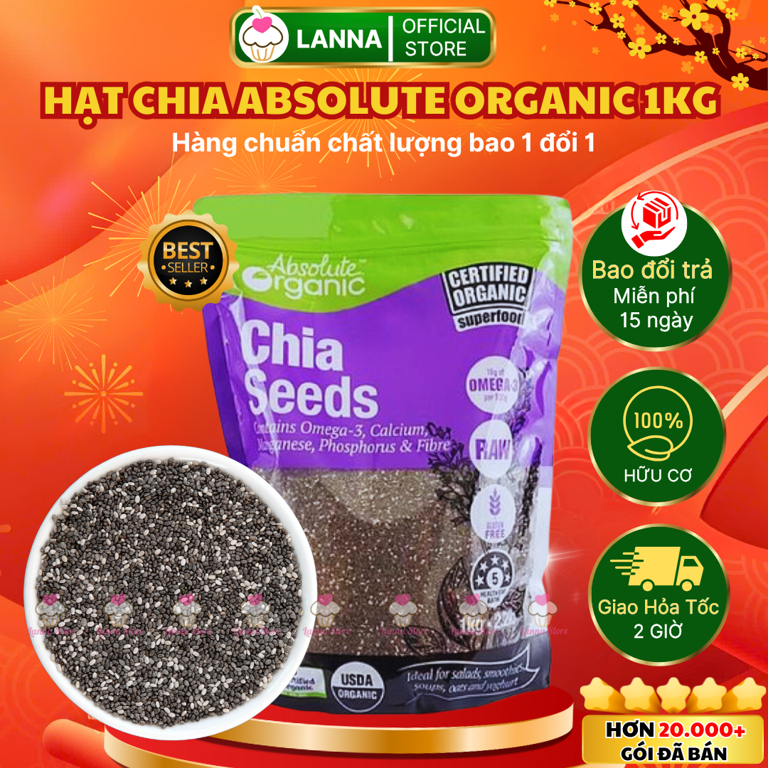   Hàng Úc Cao Cấp  Hạt Chia Úc Absolute Organic 1KG – Sạch Đẹp Tự Nhiên Thanh Lọc Cơ Thể Giảm Cân Đẹp Da 