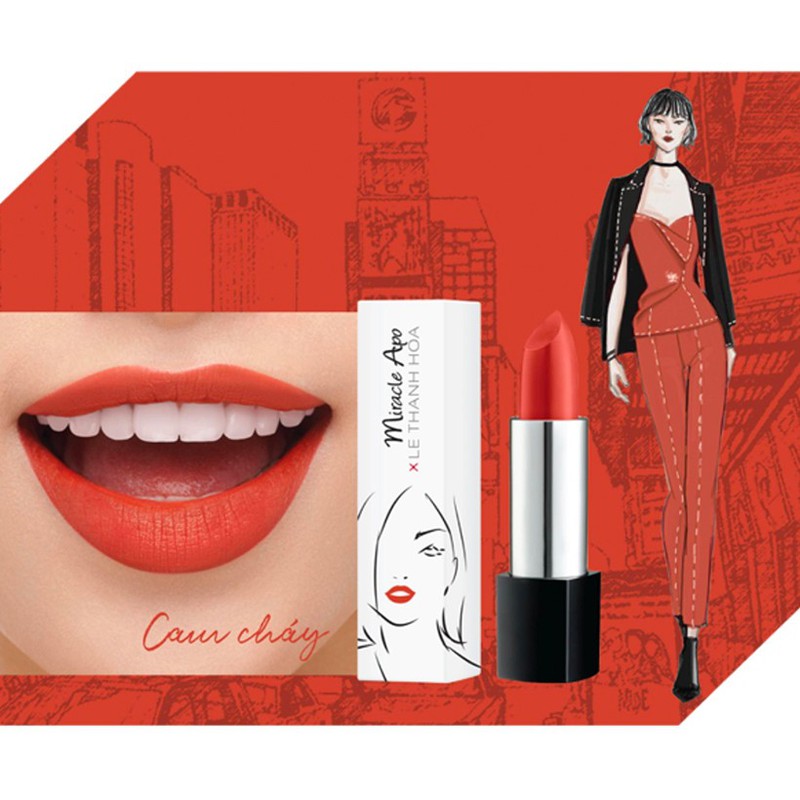 Son lì Miracle Apo Lipstick Matte x Lê Thanh Hòa 4g - Cam chảy