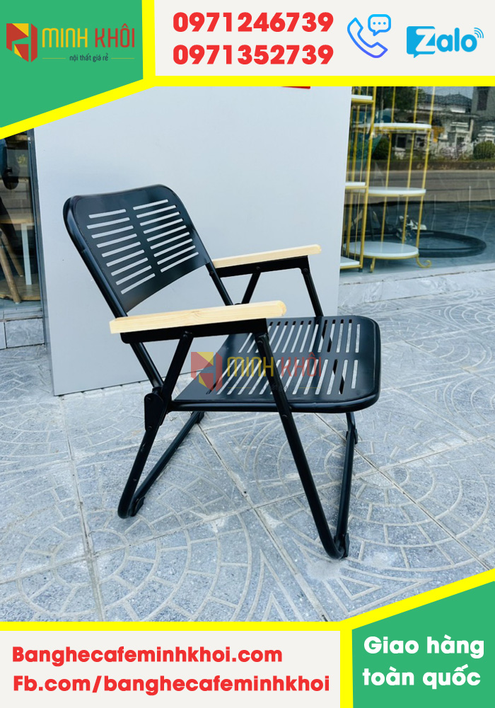 Ghế xếp CNC tay gỗ quán cafe, trà sữa, ghế Camping gấp gọn giá rẻ