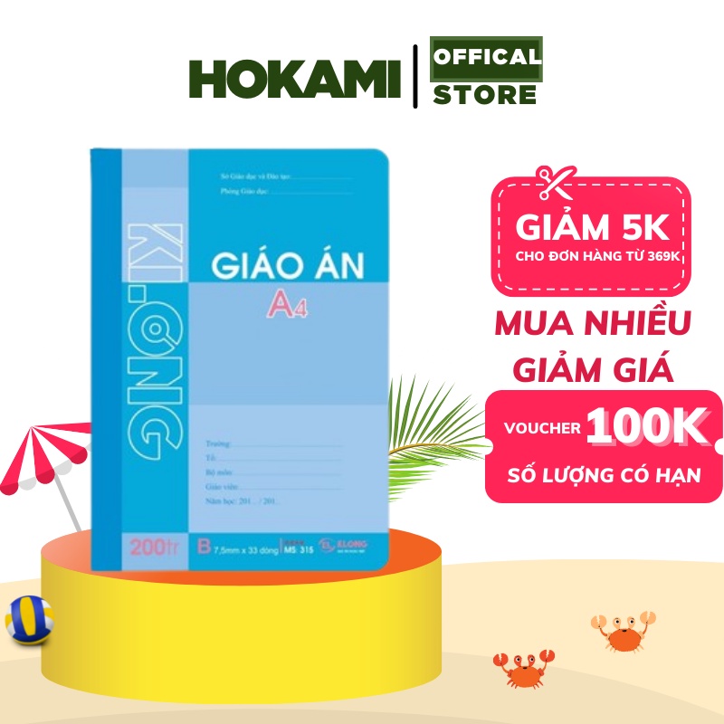 Sổ giáo án a4 120 trang - 200trang kẻ ngang klong - hokami store