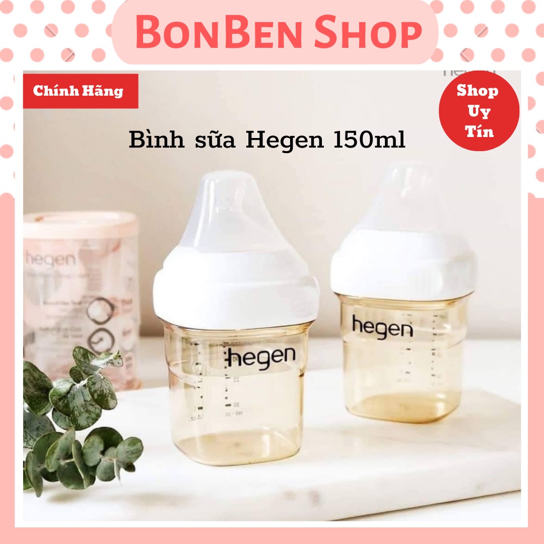 BÌNH SỮA HEGEN 150ml CHÍNH HÃNG CHẤT LIỆU PPSU CAO CẤP, AN TOÀN CHO BÉ, ĐƯỢC TÙY CHỌN NÚM TI THEO ĐỘ TUỔI BÉ