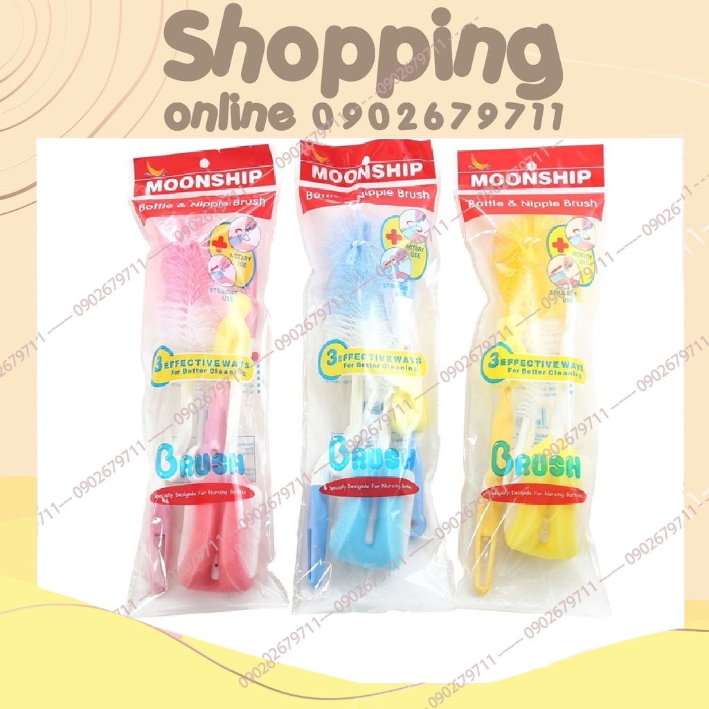 Bộ 4 món cọ rửa bình sữa moonship cho bé