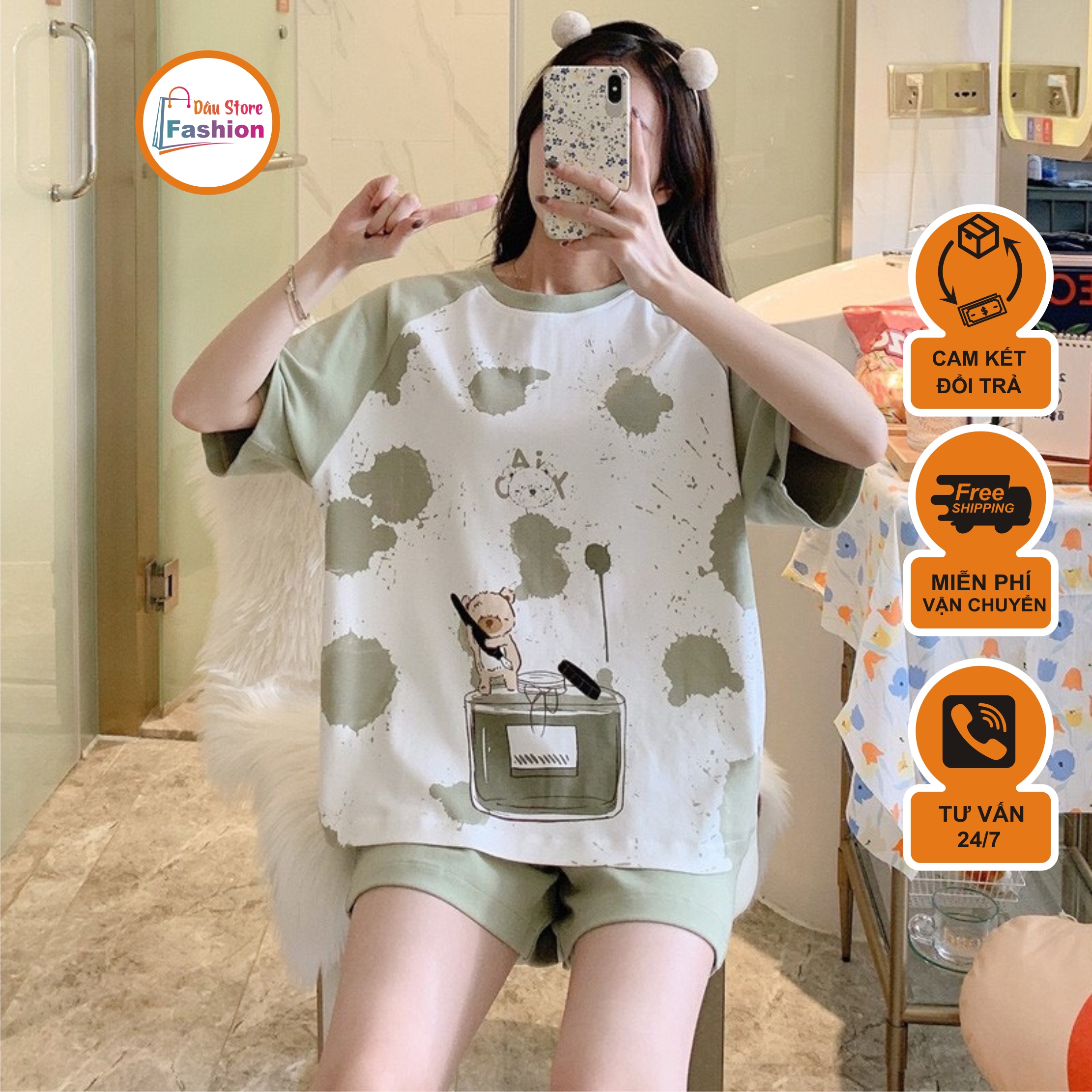 Đồ Bộ Nữ mặc nhà chất liệu Cotton mềm mát dễ thương