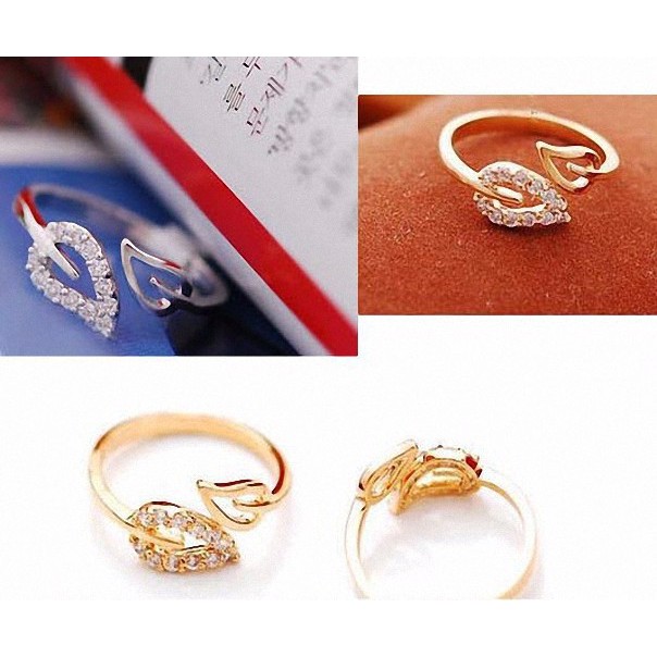 Nhẫn chiếc lá đính kim cương xinh xắn N05