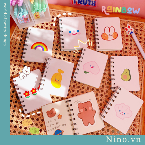 Sổ tay, note book mini, sổ ghi chép gáy xoắn hình hoạt hình