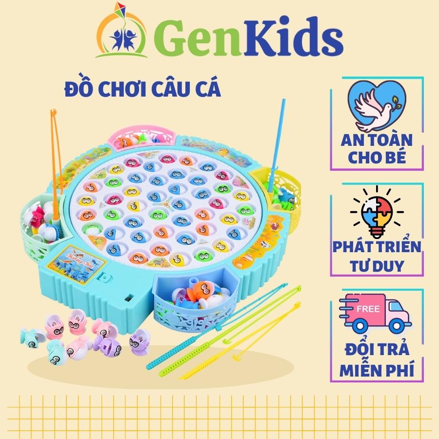 Đồ chơi câu cá cho bé bằng nhựa, nhiều màu, có nhạc, tặng kèm pin kidone bộ 45 con cá, cần câu móc