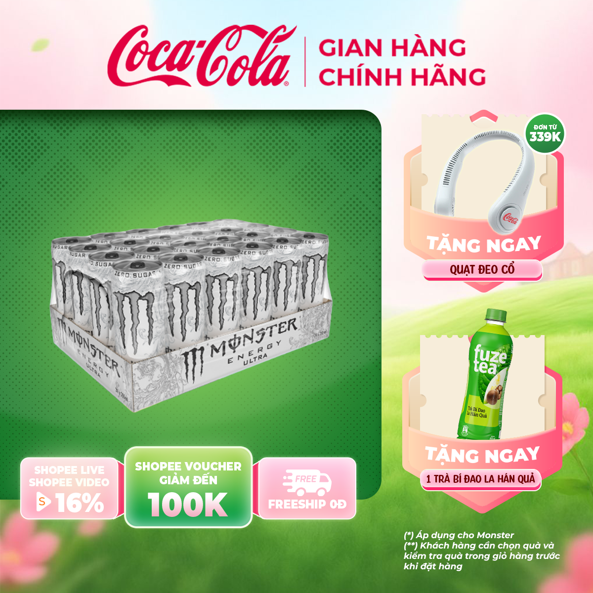 [HOẢ TỐC HCM] Lốc 24 Lon Nước Tăng Lực Giải Khát Tăng Lực Monster Energy Ultra Zero 355ml/Lon Sale 10.10 Coca-Cola Chính Hãng_LD