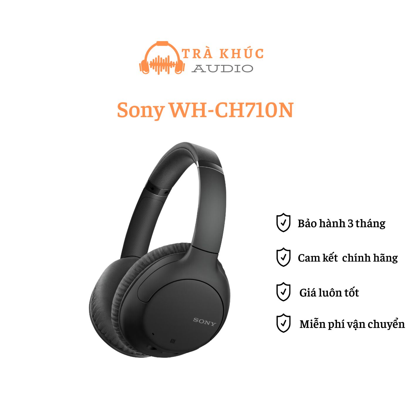 Tai nghe chụp tai không dây sony wh-ch710- pin 30h chống ồn chủ động