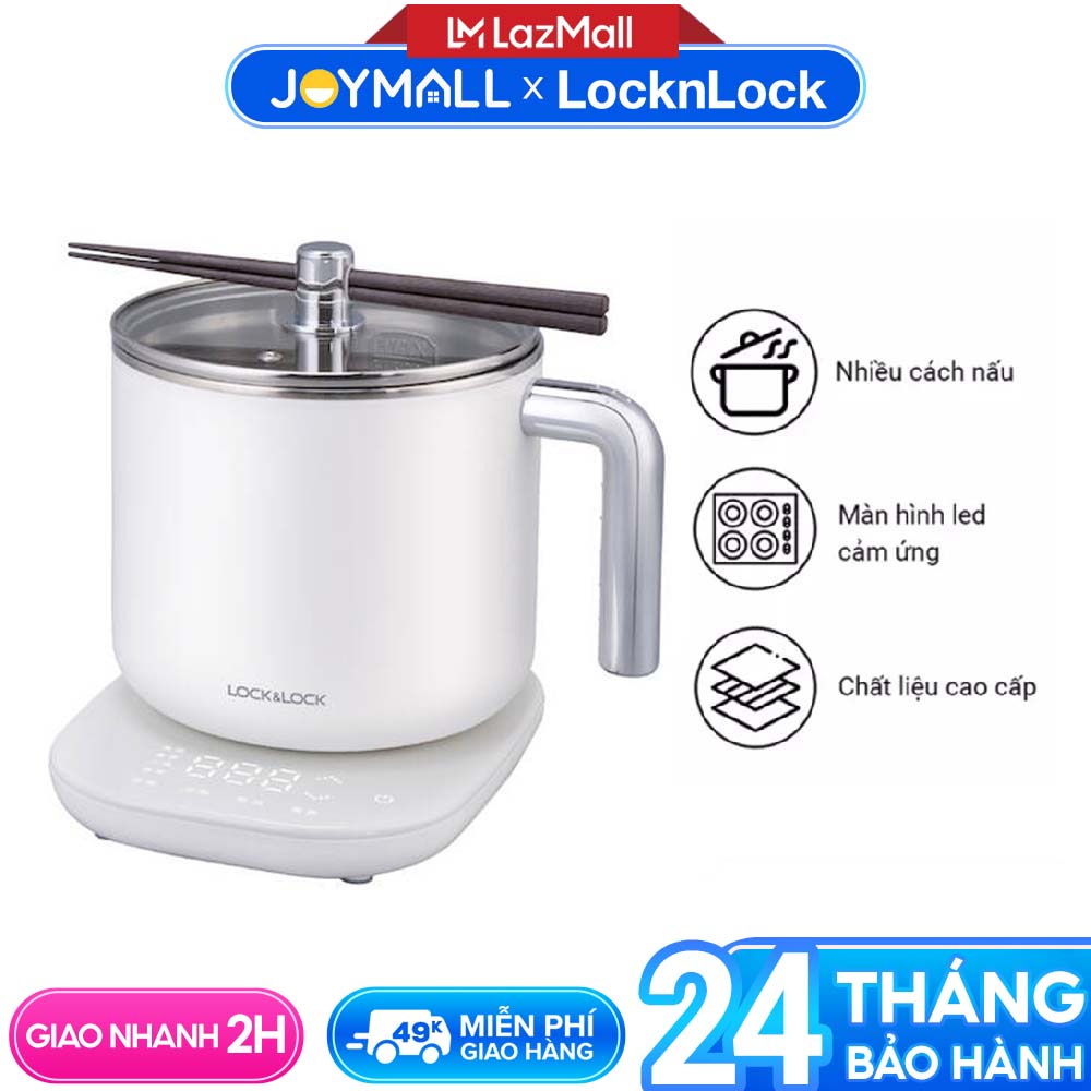 Nồi điện đa năng Lock&Lock EJC141 1.5 lít - Hàng chính hãng, dùng nấu lẩu, nấu mì với điều khiển cảm ứng, tặng kèm đũ- JoyMall