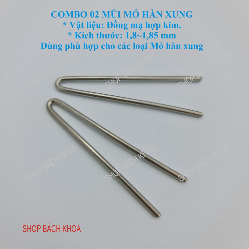 COMBO 02 mũi mỏ hàn xung, công suất lớn 100W, 125W. Phù hợp cho mỏ hàn xung  Tiệp, Việt Tiệp, Stanley, Bách Khoa. Đồng mạ bạc, kích thước 1,8-1,9 mm