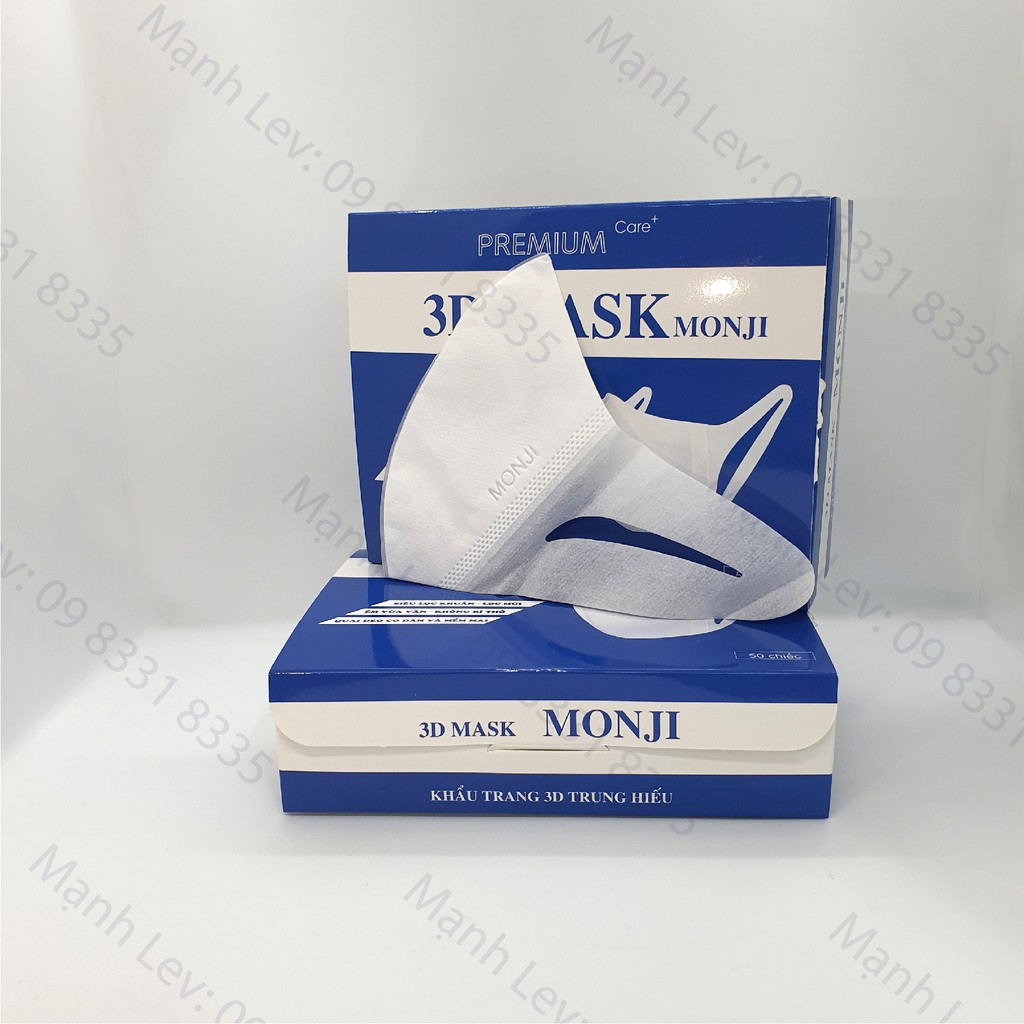 Khẩu trang 3D Mask Monji công nghệ dập Nhật Bản hộp 50 cái mầu Trắng